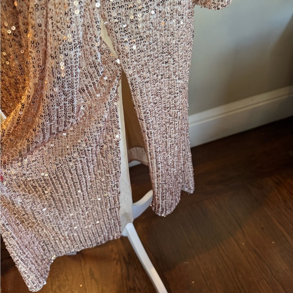 Stunning NWT MAC DUGGAL Sequined Long Sleeve Midi Dress Sz 14 - Picture 9 of 13